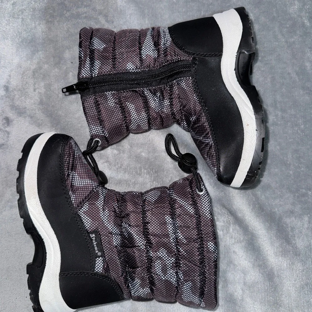Apakowa Toddler Puffer Snow Boots 26 Black Camo Insulated Zipper